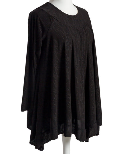 Черна елегантна туника с релефен десен в макси размери