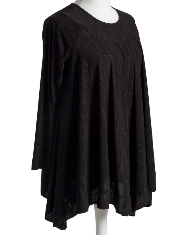 Черна елегантна туника с релефен десен в макси размери