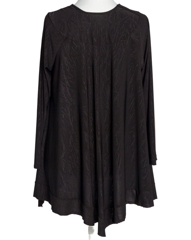 Черна елегантна туника с релефен десен в макси размери