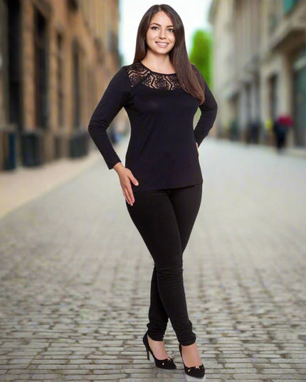 XL - 6XL Официална блуза с дантелено деколте - Удобна и еластична - Maxi Market