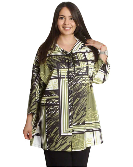 Жакет с качулка - 7/8 ръкав - 3XL,4XL,5XL,6XL - Всички сезони - Maxi Market