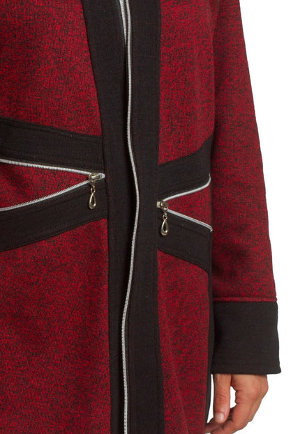 Жакет в бордо с цип и декоративни джобове в големи размери - Maxi Market