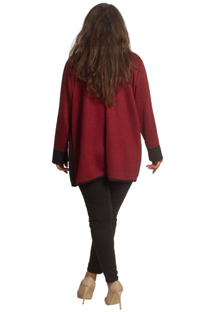 Жакет в бордо с цип и декоративни джобове в големи размери - Maxi Market