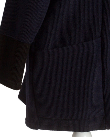 Жакет в големи размери в тъмносин цвят с обло деколте и цип - Maxi Market