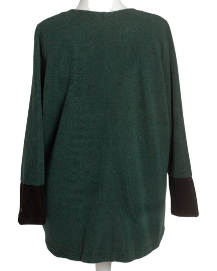 Жакет в големи размери в зелен цвят с обло деколте и цип - Maxi Market